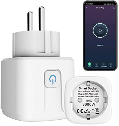 ZigBee Smart Steckdose 16A, 3680W Alexa Steckdose mit Fernbedienung/Sprachsteuerung, Intelligente Steckdose misst den Stromverbrauch, Steckdose Kompatibel mit Alexa&Google Home. Hub Required. 1 Pack