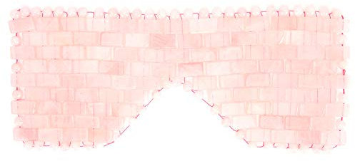 Masque de Relaxation des Yeux en Jadestone, Masseur Facial, Outil de Soin du Sommeil, Réduction des Cernes, Masseur des Yeux pour la Thérapie des Yeux, Thérapie par le Froid(Quartz rose)