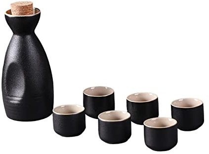 Sharplace Sake Pot Cups Set aus Keramik, traditionelles Groove-Design, für, Schrank, Zuhause
