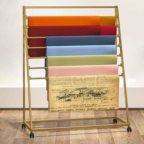 Schal-Bügel-Organizer-Halter, Stehender Doppelseitiger Ständer Mit Rädern Zum Feststellen, Bandspender Für Geschirrtücher, Seidenschal, Hijab, Schals (Color : Gold, Size : 80x40x120cm)