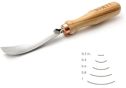STRYI Wood Carving Bent Gouge 0.8 #7, Woodworking Long Bent Chisel, Carbon Steel Radial Gouge, Woodworking Tool For Hard and Soft Woods BG720