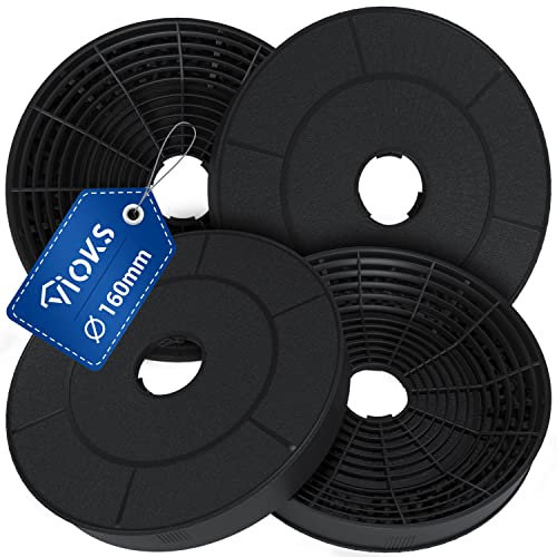 VIOKS Kohlefilter Dunstabzugshaube 160mmØ Set 4x Ersatz für 1160826 KF17146 Amica Aktivkohlefilter Rund - Filter für Dunstabzugshaube Amica, Beko