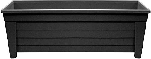Optimal Products Long Trough 55cm Plant Pot Plastic Planter Indoor Home Outdoor Garden Window Herb Flower Box (1 Trough, Ebony/Black)