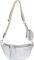 styleBREAKER Damen Halbmond Crossbody Schultertaschen Set 3-Teilig, Schultergurt mit Muster, Schlüsselanhänger, Börse 02012398, Farbe:Silber