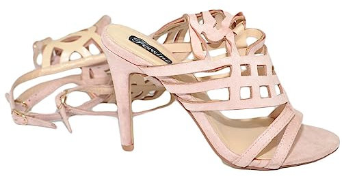 Sandali Stivale Donna Rosa Cipria Tacco Alto Spillo alla Schiava con Ganci Fibbie Regolabile Ginocchio Moda Sexy Estate (36 EU)
