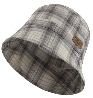 Sterntaler Fischerhut Karo - Fischerhut Jungen aus Baumwollleinen - Babyhut für optimalen Schutz vor der Sonne - Hut für Babys - beige, 49