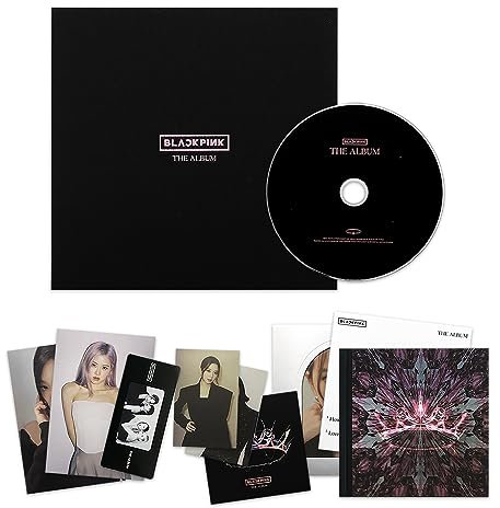 BLACKPINK - [THE ALBUM] (VERSION #1) Hardcover Photobook + Postcard Set + Credits Sheet + Lyrics Booklet + Photocard + Postcard + Sticker + Mounted Photocard + CD + 2 Pin Badges + 4 Extra Photocards