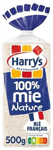 HARRYS Pain De Mie Sans Croûte Nature 500g - 100% Mie Moelleuse - Idéal pour Sandwiches - Lot De 4