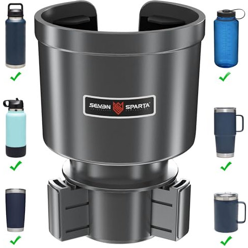 Upgraded Car Cup Holder Expander Adapter with Offset Adjustable Base, Compatible with Yeti 14/24/36/46oz Ramblers, Hydro Flasks 32/40oz, Other Large Bottles Mugs in 3.5-4.0, Silver 1 Pack