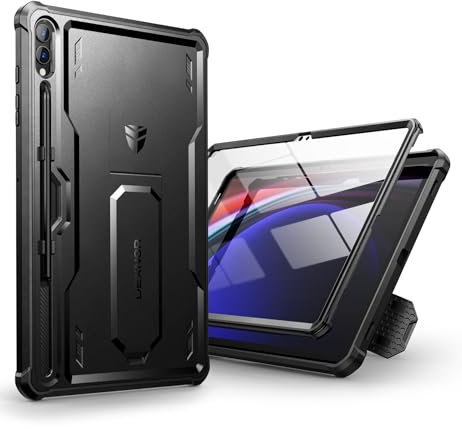 Dexnor for Samsung Galaxy Tab S10 Plus/S9 Plus Case, [Built in Screen Protector and Kickstand] Heavy Duty Military Grade Protection Shockproof Protective Cover - Black
