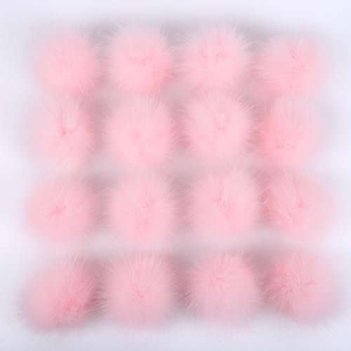 12 Stück 10-11cm Kunstfell Pompons, Kunstfell Bommeln zum Basteln, Künstliche Fellbommel Flauschige Bommel Pom Pom zum Basteln DIY Kreative Handwerk Mützen Handschuhe Tasche Anhängern Dekor,Hell-Pink