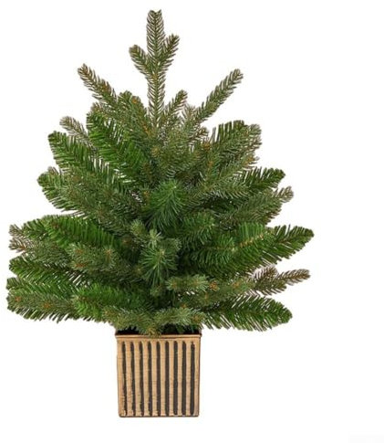 Decorazione per albero di Natale in vaso quadrato retrò, colore verde neve, 45 cm (verde)