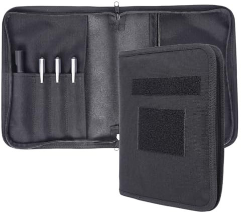 VEPKOIT Großer A5-Notizbuchhalter und Reise-Notizbuchhülle mit Tasche, Leder-Buchhülle für Polizei und Armee, 17,8 x 22,9 cm, OCP Buchhülle mit Reißverschluss, Schwarz (nur Einband)
