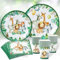 Jungle Safari Theme Tableware Set for 24 Guests - 96pcs Boys' Party Disposable Green Paper Plates, Cups and Napkins Set for Safari Party Decorations