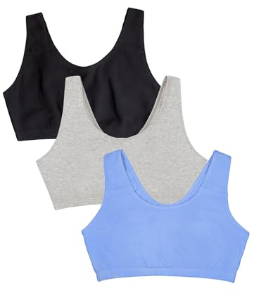 Fruit of the Loom Women's Built Up Tank Style Sports Bra, Cornflowerblue/Grey/Black, 46