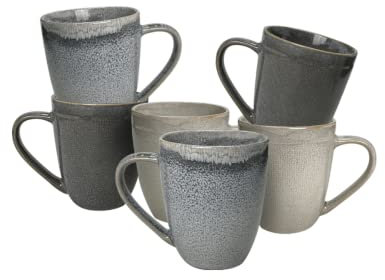 Ard'time - Lot de 6 Mugs, Tasse à café, à Thé, Mugs en Céramique, Contenance 340ml, Couleur Uni, Design Moderne, Adapté au Micro-onde et Lave-vaisselle, Collection ZAO