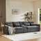 Sofa,Modernes 4-Sitzer-Sofa aus Leinenstoff, Getränkehaltern, 2 USB-Anschlüssen zum Aufladen mit Kabel, mit Armlehnentaschen und 4 Kissen, einfaches für Wohnzimmer