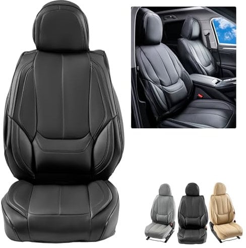 VEVOR Sitzbezüge, Universal-Autositzbezüge für Vordersitze, 6-teiliger Kunstleder-Sitzbezug, vollständig geschlossenes Design, abnehmbare Kopfstütze und Airbag-kompatibel, Autos, SUVs und Lkws