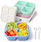 MEEYUU Snack-Behälter, 4 Fächer, Bento-Snack-Box, wiederverwendbare Mahlzeiten-Vorbereitung, Lunch-Behälter für Kinder und Erwachsene, geteilte Lebensmittelbehälter für Schule, Arbeit, Reisen (4
