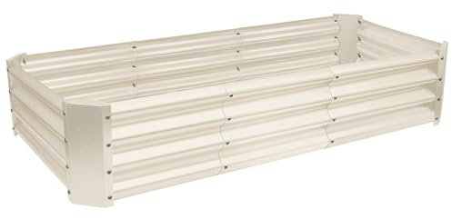 Harbour Housewares Raised Garden Bed - Ivory - 180 x 90cm - Rectangle - Bottomless Metal Raised Bed Galvanised Steel Planter Box for Growing Outdoor Plants, Vegetables, Flowers and Herbs