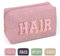 MAGEFY Cord Make up Tasche Chenille Letter Schminktasche Klein Kosmetiktasche mit Fächern Reise Kleine Make up Tasche für Handtasche, Rosa-Hair