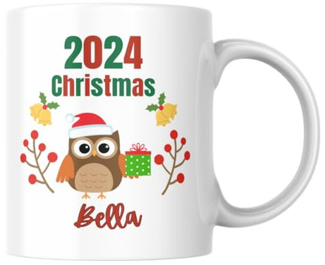 Personalised Christmas Mug, Owl Mug, 2024 Christmas Mug, Festive Xmas Cup, Hot Chocolate Mug, Christmas Favors Gift, Christmas Cracker Gifts