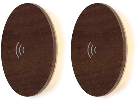 Northpoint LED Wandleuchte Indirektes Licht Echtholz (2er-Set Bewegungsmelder Walnussholz)