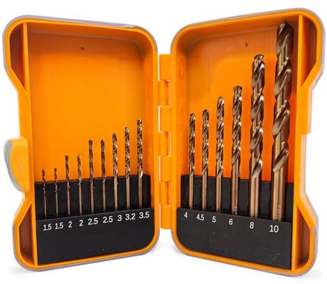 GVHAKG Bohrer Set 15 teilig,HSS-E M35 kobalt Spiralbohrer-Set für Metall, Edelstahl und Aluminium(1.5-10 mm)