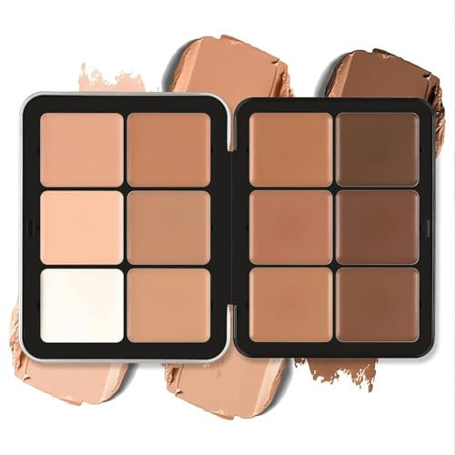 Tavolozza Correttore Crema 12 Colori, Palette Blush, Crema Opaca Naturale, Palette Trucco Viso, Trucco Durevole, Pelle Perfetta (Serie Dark Color)