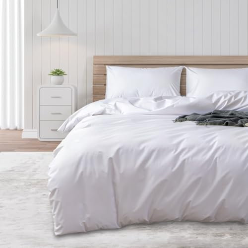 DUJUIKE Wasserdichter Bettbezug, Bettdeckenschutz, wasserdicht, Anti-Inkontinenz, geeignet für Haustiere, Katzen und Hunde, Kinder, ältere Menschen, Doppelreißverschluss (Weiß, Queen (200 * 200 cm))