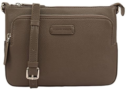 Lloyd Baker London – DEVAL Double-Zip Leather Crossbody Bag: Women's Functional Design in 100% Genuine Full-Grain Leather