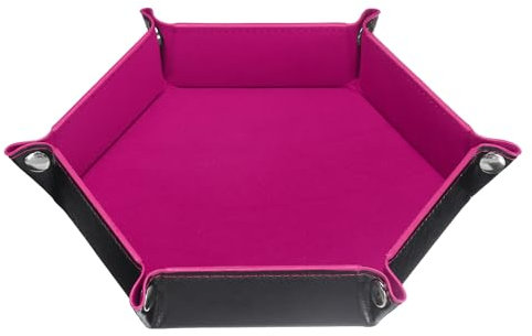 Sourcing Map Rose Red PU Leather Hexagonal Collapsible Modern Glossy Storage Tray for Key Wallet Watch Coin Jewelry, Organizing and Storing Small Items
