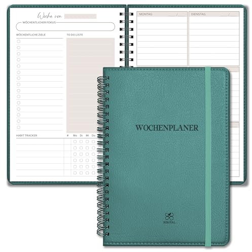 BIROYAL Undatierter Wochenplaner | Terminplaner A5 | wöchentlicher Terminkalender mit To-Do-Liste, großem Notizfeld | 64 Blatt Terminplaner auf Deutsch mit Hardcover | Planer