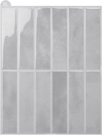 WoStick Grey Self Adhesive Wall Tiles, 3D Stick on Tiles Kitchen, Easy Clean Peel and Stick Wall Tile for Home Decor and Renovation, 28x22cm 10sheets