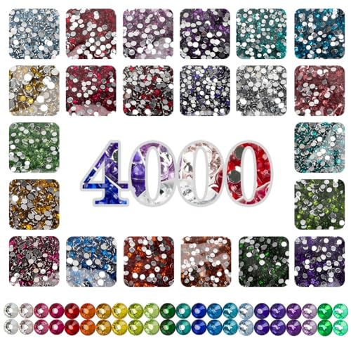 Tutamaz 40000 Diamond Painting Steine, Runder Steine Glitzer Zubehör Diamanten Deko Hotfix Strasssteine für Diamond Painting Runde Edelsteine Nägel Deko DIY Handwerke Kunsthandwerk Kleidung Bilderra