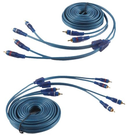 Hoite Câble d'interconnexion audio RCA 4 canaux pour voiture, adaptateur répartiteur en Y 2 à 4 canaux, câble à paire torsadée, OFC entièrement blindé avec réduction du bruit (5 m)