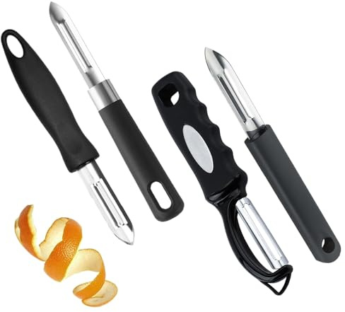 Pelador Multifuncional 4 Piezas Pelador Patatas Acero Inoxidable Cuchilla Doble Extra Afilado Para Pelar Espárragos Zanahorias Pepinos Y Verduras