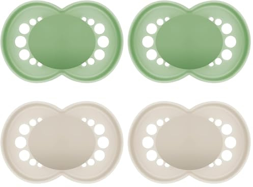 MAM Original Schnuller im 2er-Set, zahnfreundlicher Baby Schnuller aus nachhaltigen & bio-erneuerbaren Materialien, Sauger aus MAM SkinSoft Silikon, mit Schnullerbox, 16+ Monate, grün/beige