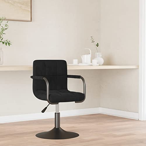toolkix Barhocker Schwarz Samt mit Armlehne und Fußstütze, Höhenverstellbar und Drehbar, Gepolsterter Küchenhocker aus Metall für Bar, Tresen, Esszimmer und Lounge