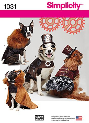 Simplicity 1031 Größe A Dog Kostüm Mäntel und Hüte Schnittmuster, Mehrfarbig