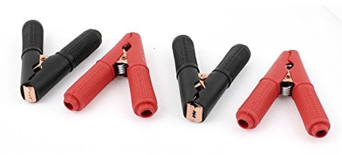 sourcing map 85A 380V Isolant Pinces crocodile bornes d'essai Pinces Crocodiles 4pcs Noir Rouge