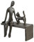 Casablanca - Design Deko Skulptur aus Eisen - Katze auf Bank- Höhe 12 cm - Braun - Wohnzimmer - Schlafzimmer - Figur Dekoration - Deko - Home - Liebe