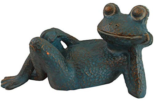 Rotfuchs Dekofigur Tierfigur Tonfigur Balkon Dekoration Gartenfigur Frosch in Türkisblau 50 cm aus Ton Handarbeit