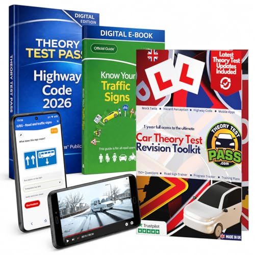 Theory Test Pass UK Driving Theory Test Kit 2026 – UK Driving Theory Test Practice 2026 Online Access – Driving Theory Test for Smartphone and Laptop - Includes Hazard Perception Test - Highway Code