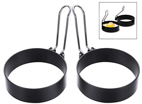 iwobi Lot de 2 Cuisson en Anneaux d'oeuf, Anneaux d'oeuf Antiadhésif Outil de Moule de Cuisine de Pancake