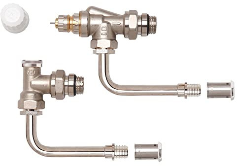 Danfoss - Kit de raccordement radiateur en PER - Kit raccordement radiateur 75mm equerre inversé - PER à sertir Ø12