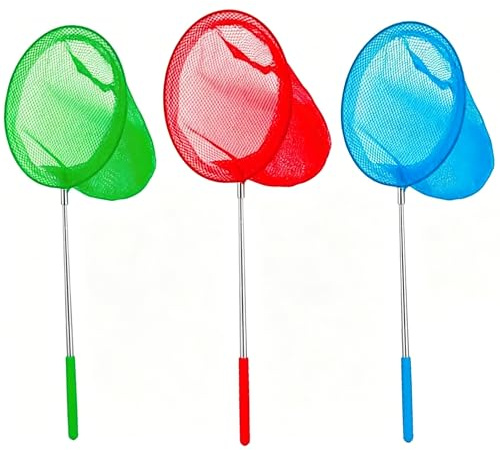 3 Pack Telescopic Butterfly Net Fishing Net Pond Net Extendable (14.5 to 33.8 Inches) Catching Bugs Insect Small Fish Outdoor Beach Garden Activities