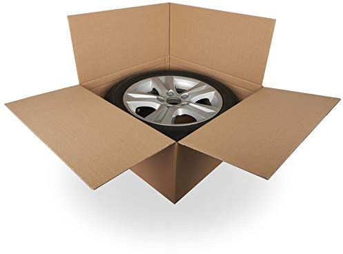 KK Verpackungen® Reifenkarton | 40 Stück, 15-19 66 x 66 x 30 cm, Doppelwelliger Versandkarton für einen Reifen mit Einer 15-19 Zoll Felge | Zweiwellige Versandverpackung für Kompletträder mit VAR