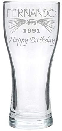 Verre à bière personnalisé, gravé - classique (compact) - design 1
