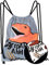moses. 40237 Turnbeutel T-Rex l Sportbeutel mit Dinosaurier Motiv für Kinder l Reflektierende Sporttasche für mehr Sichtbarkeit in der Dunkelheit, grau, orange, einheitsgröße